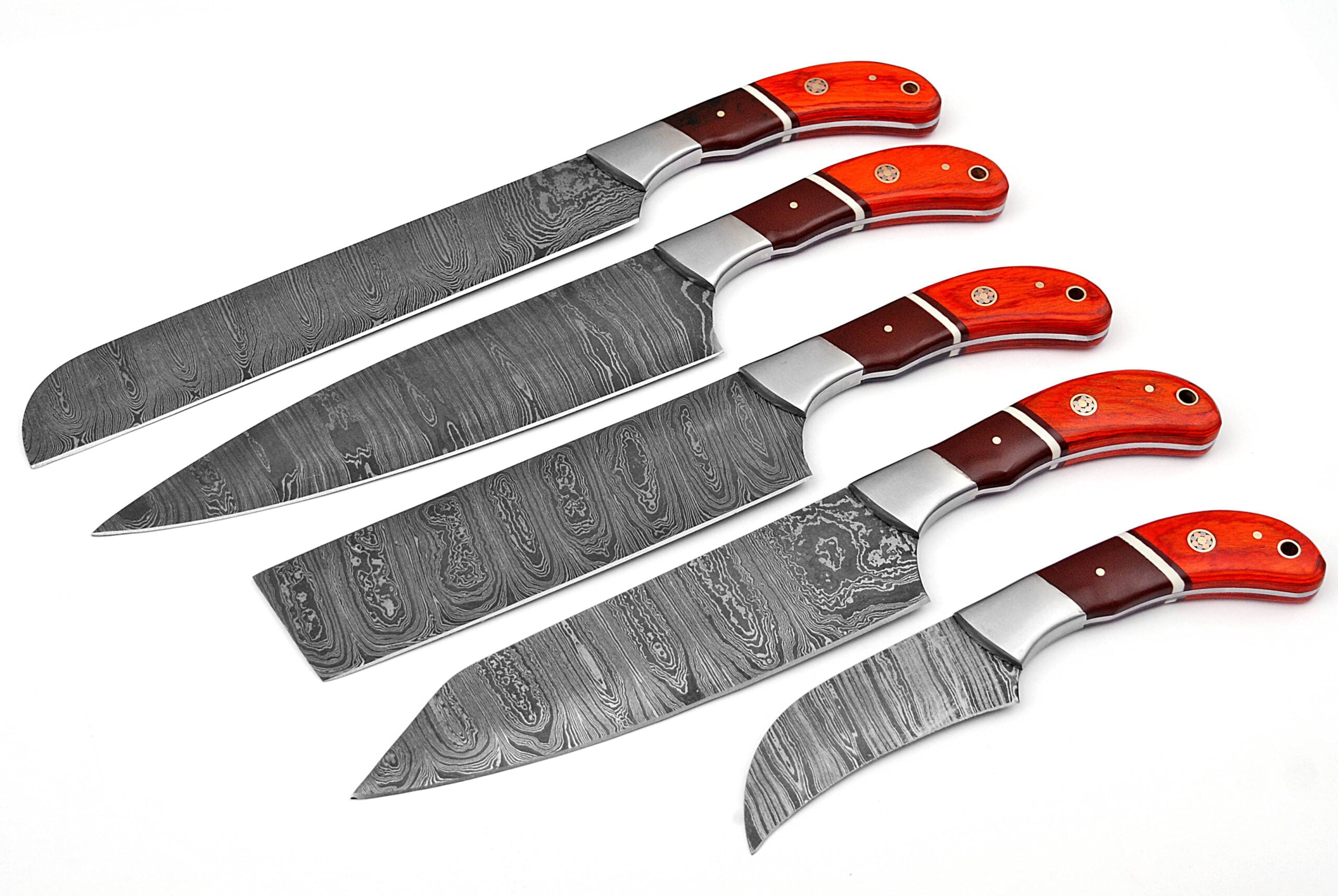 Damascus kitchen knife set